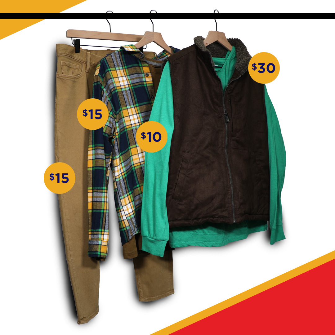 mens clothing on clothing rack