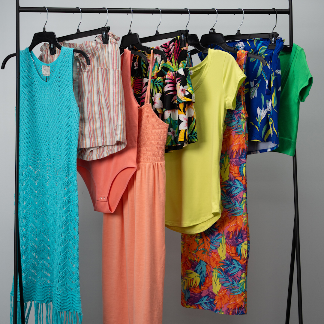 womens clothes on hanging rack